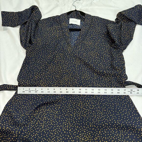 Just Female Hana Dress Blue Yellow Long Sleeve Belted Sz S Women’s - Picture 9 of 11